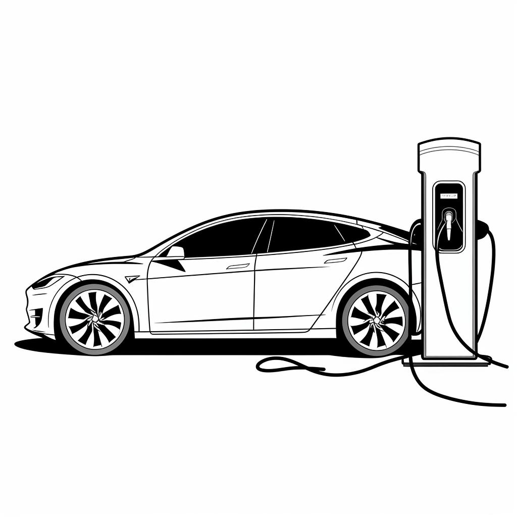 A Tesla car being plugged into the Wall Connector